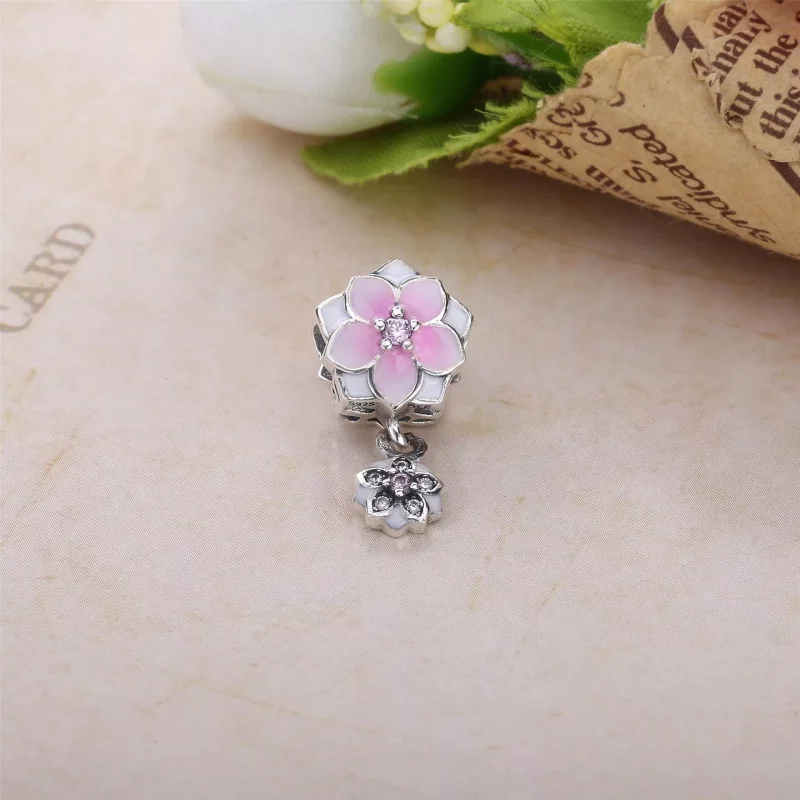 (resim) Pandora 14k rose altın kaplama Manolya Bloom Soluk Cerise Sallantılı Charm - 792 - Görüntüle 2