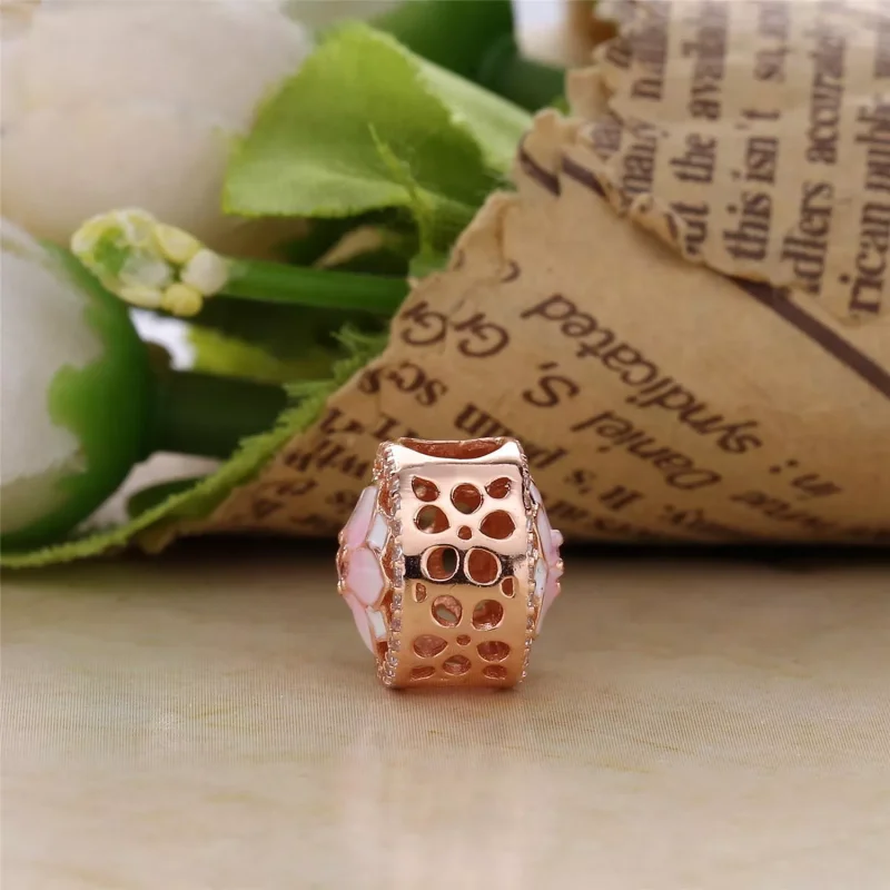 (resim) Pandora 14k rose altın kaplama Manolya çiçeği Charm - 792085PCZA - Görüntüle 3