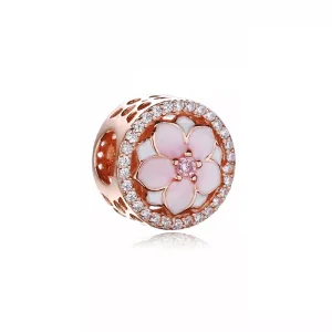 (resim) Pandora 14k rose altın kaplama Manolya çiçeği Charm - 792085PCZA