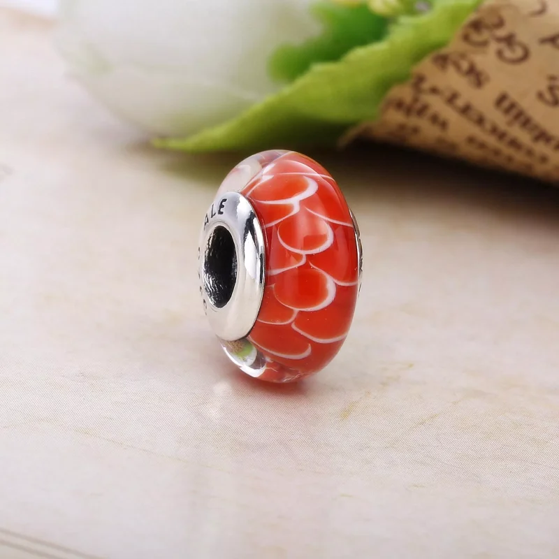 (resim) Pandora Charm, Koinobori silver charm with white, red and transp - Görüntüle 2