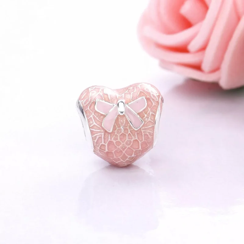 (resim) Pandora Charm, Pembe Dantel ve Fiyonk Kalp - 792044ENMX - Görüntüle 2