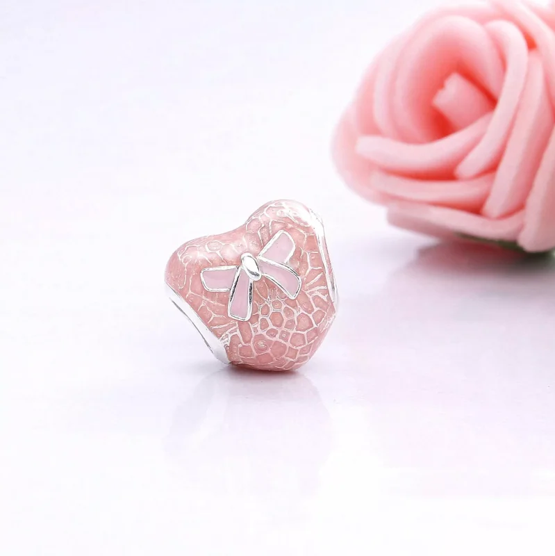 (resim) Pandora Charm, Pembe Dantel ve Fiyonk Kalp - 792044ENMX - Görüntüle 3