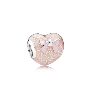 (resim) Pandora Charm, Pembe Dantel ve Fiyonk Kalp - 792044ENMX