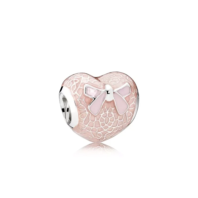 (resim) Pandora Charm, Pembe Dantel ve Fiyonk Kalp - 792044ENMX
