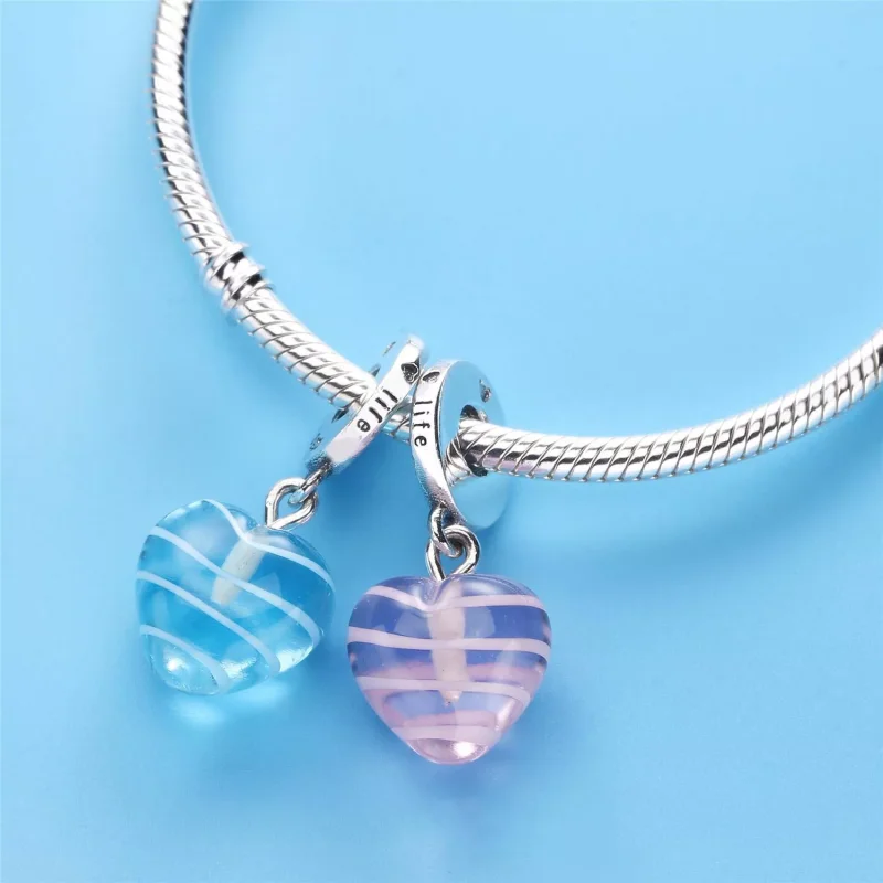 (resim) Pandora Sallantili charm, Pembe Kurdeleli Cam Kalp - 797069 - Görüntüle 3