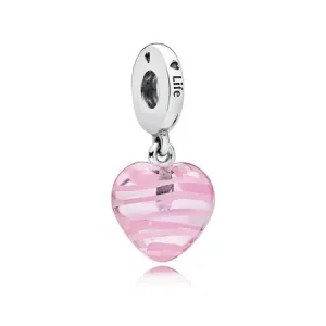 (resim) Pandora Sallantili charm, Pembe Kurdeleli Cam Kalp - 797069
