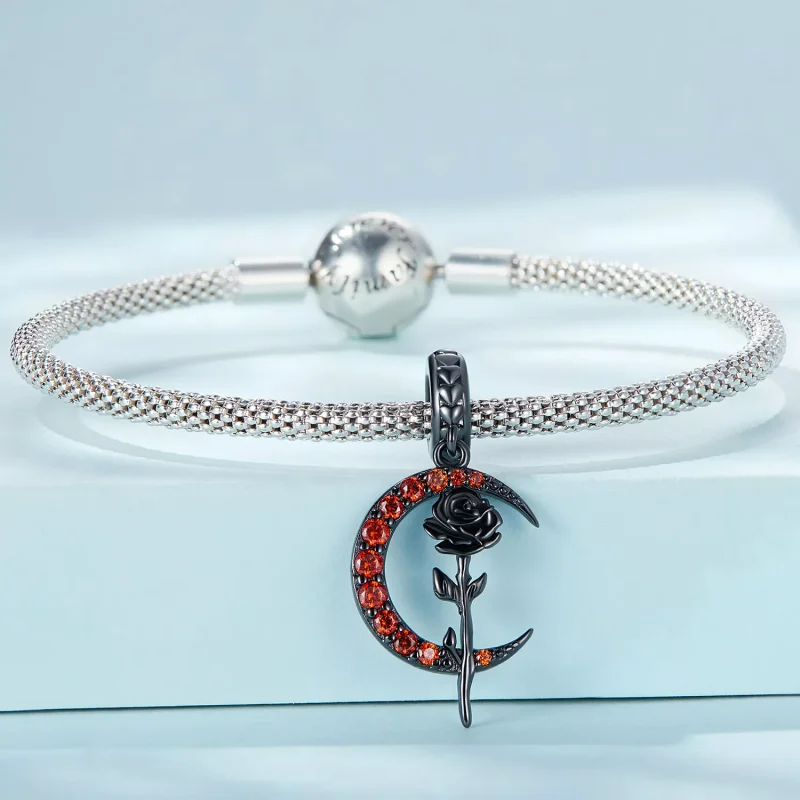 (resim) Pandora Stili Ay Gül Sallantılı Küpe - SCC2384 - Görüntüle 3
