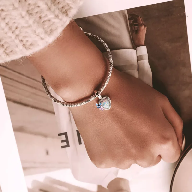 (resim) Pandora Stili Opal Kalp Kelebek Sallantılı - SCC2101 - Görüntüle 6