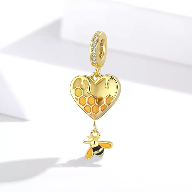 (resim) Pandora tarzı 14k altın kaplama aşk peteği Sallantılı Charm - SCC1714 - Görüntüle 2