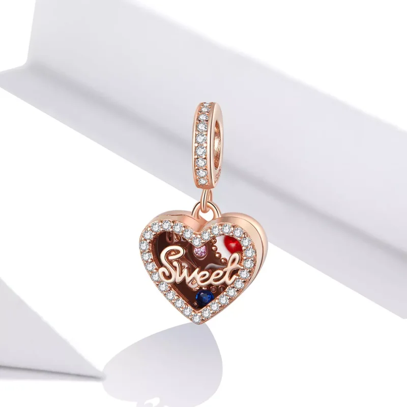(resim) Pandora tarzı 14k rose altın kaplama Çikolata Hediye Kutusu Sallantılı Charm - S - Görüntüle 2
