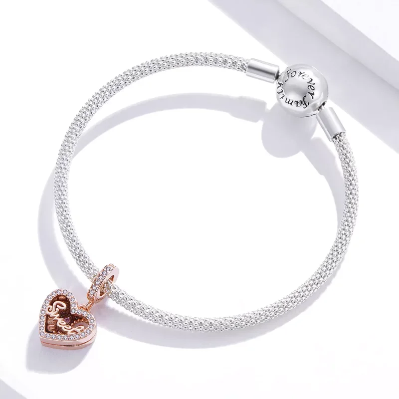 (resim) Pandora tarzı 14k rose altın kaplama Çikolata Hediye Kutusu Sallantılı Charm - S - Görüntüle 3