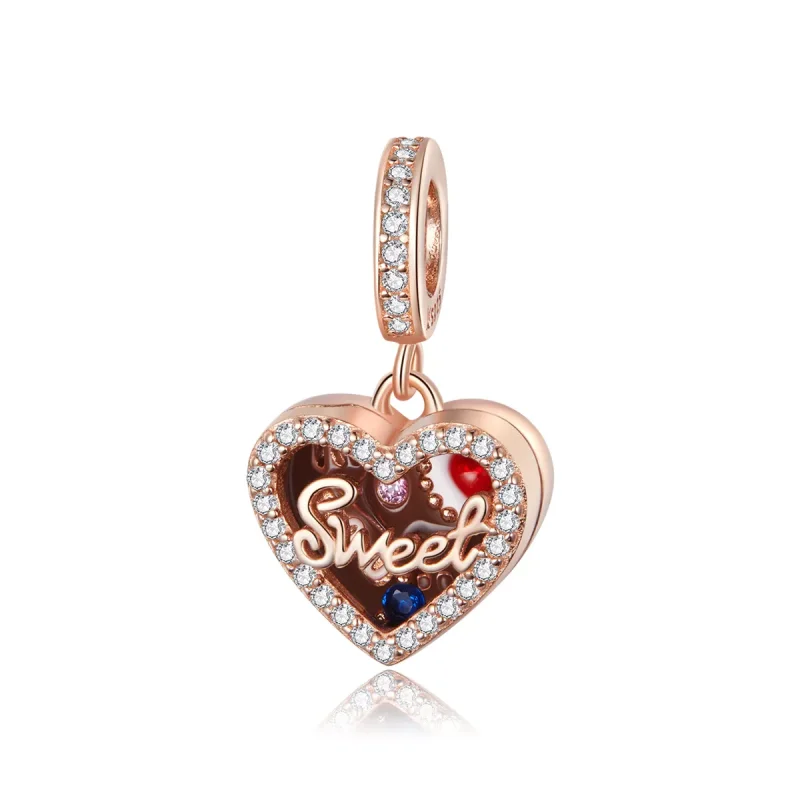 (resim) Pandora tarzı 14k rose altın kaplama Çikolata Hediye Kutusu Sallantılı Charm - S - Görüntüle 5