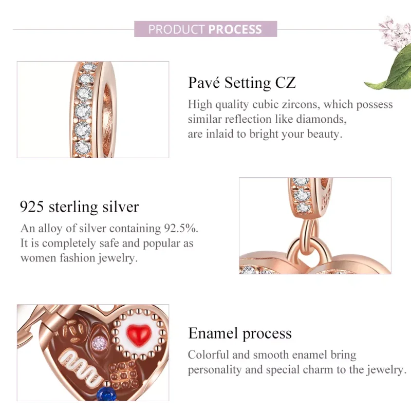 (resim) Pandora tarzı 14k rose altın kaplama Çikolata Hediye Kutusu Sallantılı Charm - S - Görüntüle 8
