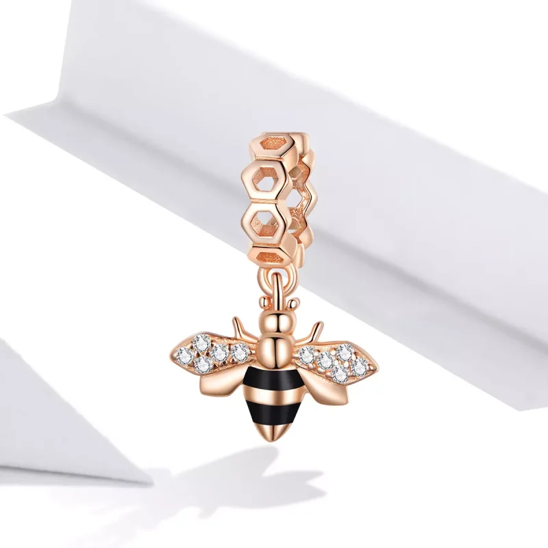 (resim) Pandora tarzı 14k rose altın kaplama Küçük Arı Sallantılı Charm - BSC370 - Görüntüle 2