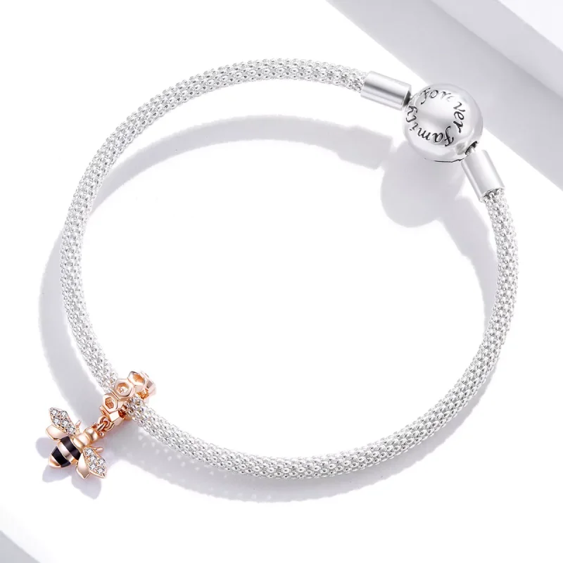 (resim) Pandora tarzı 14k rose altın kaplama Küçük Arı Sallantılı Charm - BSC370 - Görüntüle 3