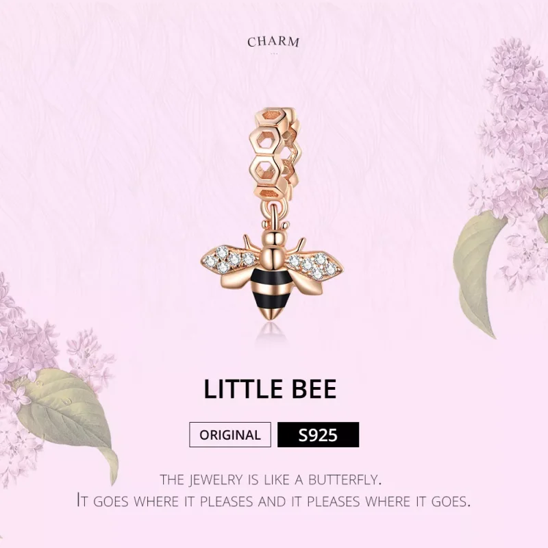 (resim) Pandora tarzı 14k rose altın kaplama Küçük Arı Sallantılı Charm - BSC370 - Görüntüle 6