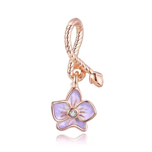 (resim) Pandora tarzı 14k rose altın kaplama Orkide Sallantılı Charm - BSC287