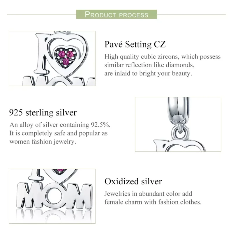 (resim) Pandora tarzı Annemi Seviyorum Sallantılı Charm - SCC420 - Görüntüle 7