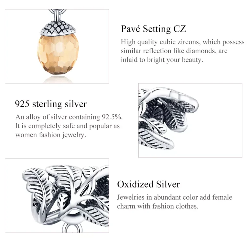 (resim) Pandora tarzı Şanslı Çam Kozalağı Sallantılı Charm - BSC336 - Görüntüle 7
