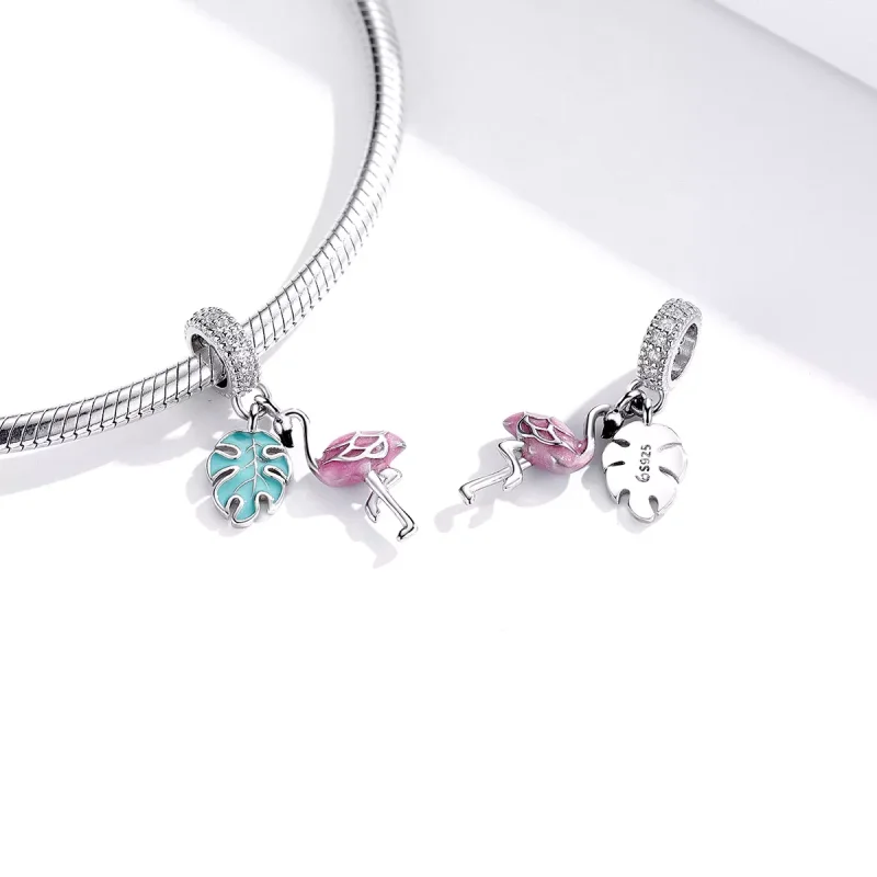 (resim) Pandora Tarzı Flamingo Asılı Küpe - BSC277 - Görüntüle 4