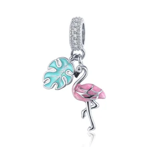 (resim) Pandora Tarzı Flamingo Asılı Küpe - BSC277