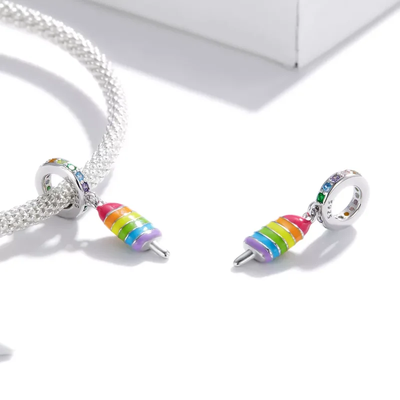 (resim) Pandora tarzı Gökkuşağı Dondurması Sallantılı Charm - BSC351 - Görüntüle 3