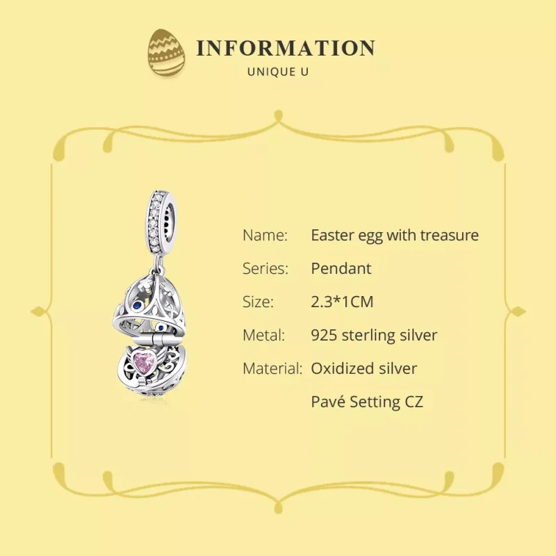 (resim) Pandora tarzı Hazineli Paskalya Yumurtası Sallantılı Charm - SCC1465 - Görüntüle 6