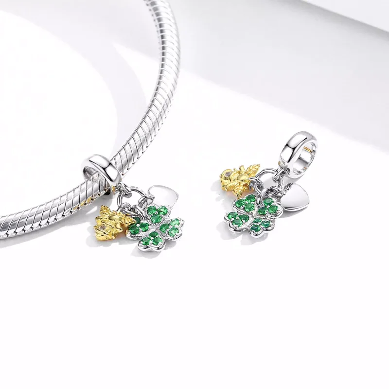 (resim) Pandora tarzı iki renkli İki Renkli Arı ile Yonca Sallantılı Charm - BSC303 - Görüntüle 4