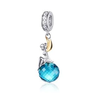 (resim) Pandora tarzı iki renkli İki Renkli Elf Gezegeni Sallantılı Charm - BSC056