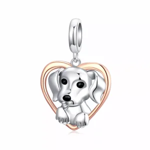 (resim) Pandora tarzı iki renkli İki Renkli Labrador Köpek Yavrusu Sallantılı Charm - SCC1611