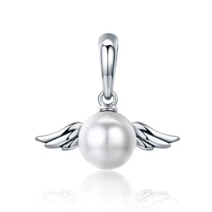 (resim) Pandora tarzı İnci Melek Kanatları Sallantılı Charm - SCC381