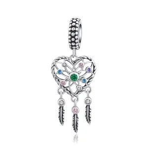 (resim) Pandora tarzı Kafes İşi Aile Ağacı Kalp Sallantılı Charm - SCC1445