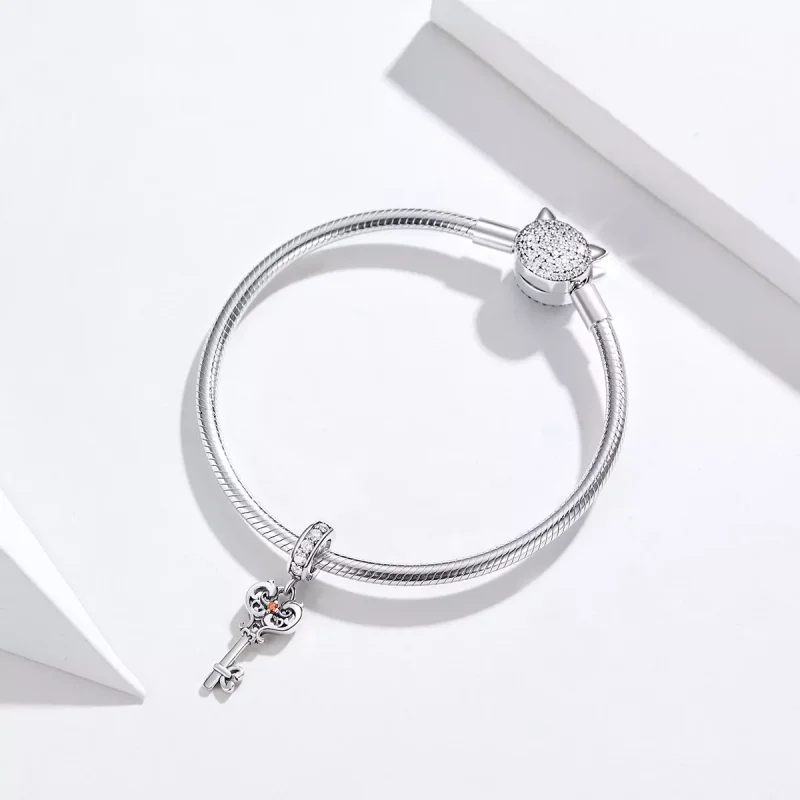(resim) Pandora tarzı kalp kilidi Sallantılı Charm - BSC092 - Görüntüle 3