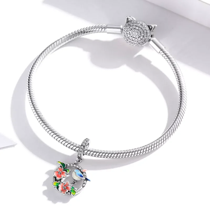 (resim) Pandora tarzı Kuşlar ve Çiçekler Sallantılı Charm - SCC1726 - Görüntüle 3