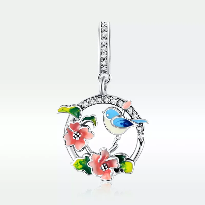 (resim) Pandora tarzı Kuşlar ve Çiçekler Sallantılı Charm - SCC1726 - Görüntüle 5