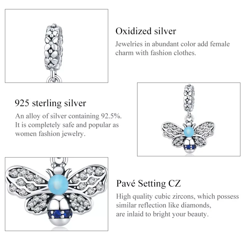 (resim) Pandora tarzı mavi arı Sallantılı Charm - SCC1480 - Görüntüle 7