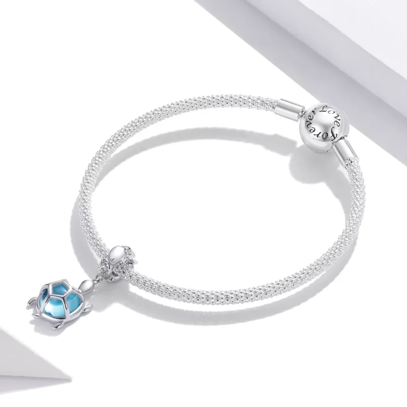 (resim) Pandora tarzı Mavi Murano Cam Kaplumbağa Sallantılı Charm - SCC1804 - Görüntüle 3