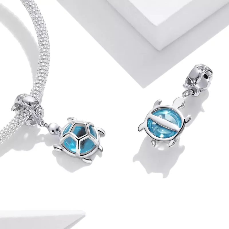 (resim) Pandora tarzı Mavi Murano Cam Kaplumbağa Sallantılı Charm - SCC1804 - Görüntüle 4