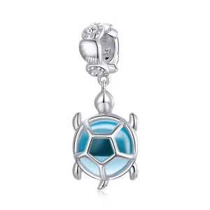 (resim) Pandora tarzı Mavi Murano Cam Kaplumbağa Sallantılı Charm - SCC1804