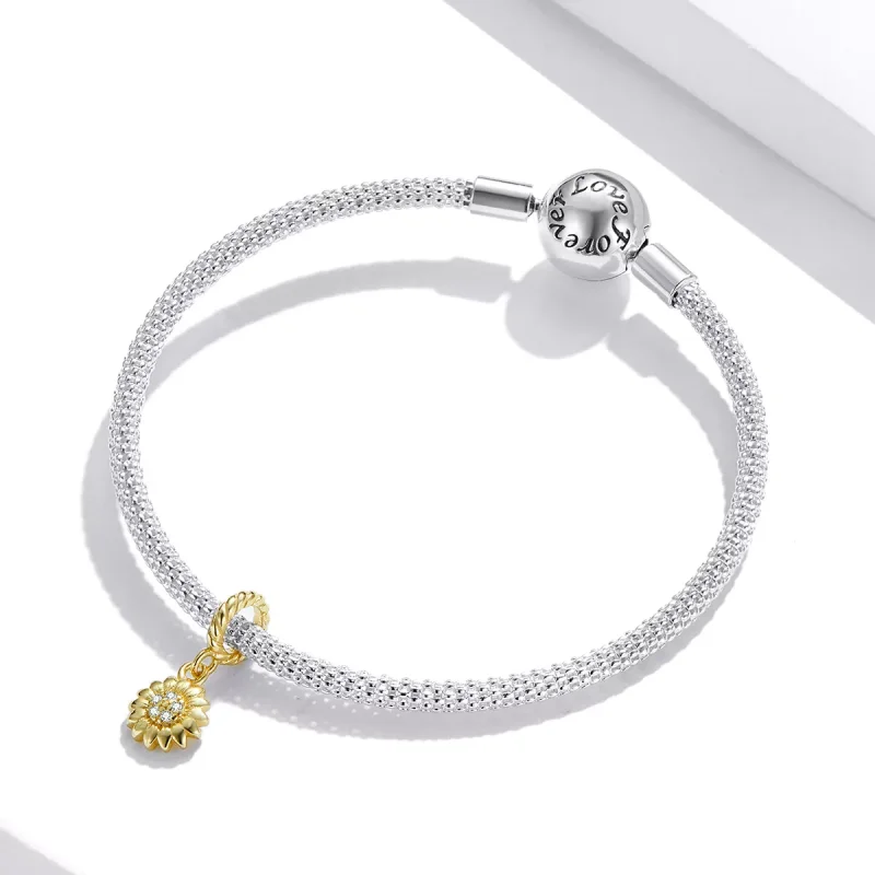 (resim) Pandora tarzı Parlayan Güneş Çiçeği Asılı Küpe - BSX002-L - Görüntüle 3