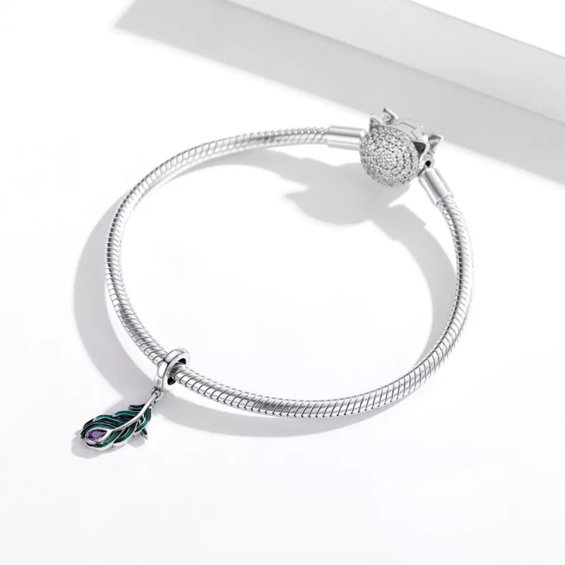 (resim) Pandora tarzı Peacok Tüyü Sallantılı Charm - SCC1704 - Görüntüle 3