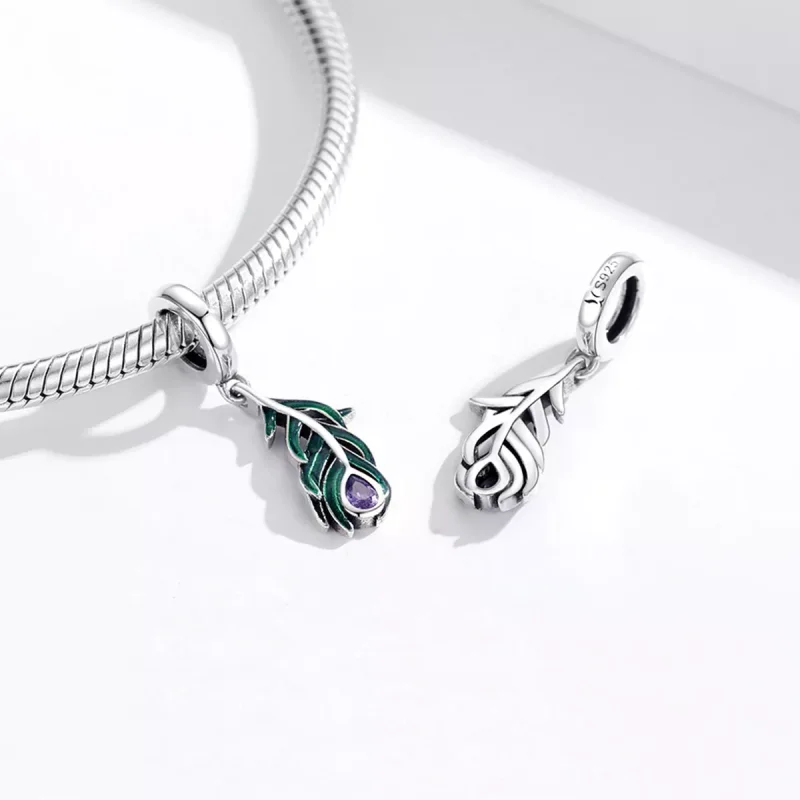 (resim) Pandora tarzı Peacok Tüyü Sallantılı Charm - SCC1704 - Görüntüle 4