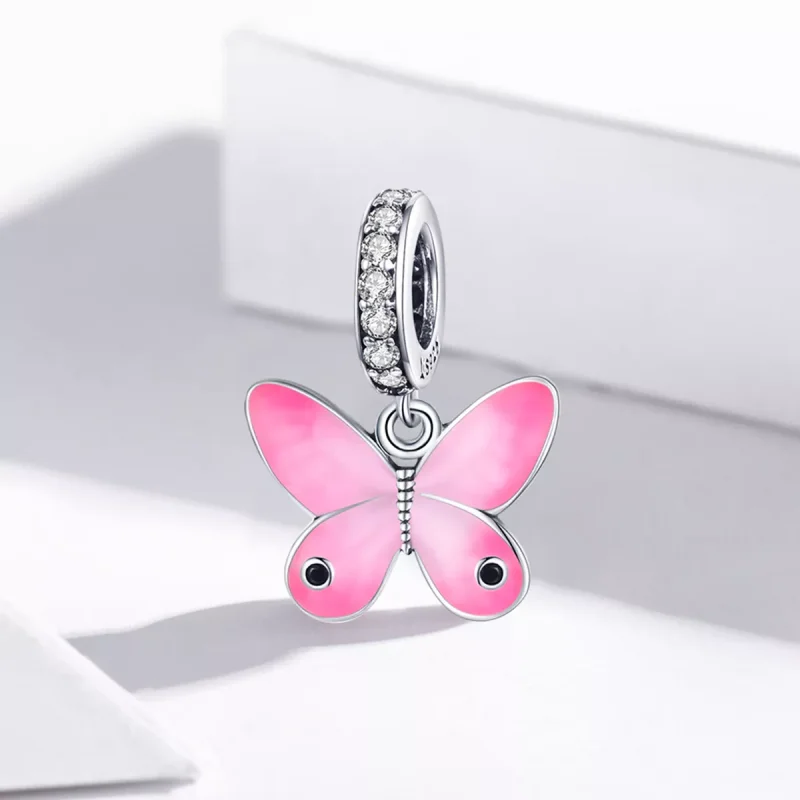 (resim) Pandora tarzı Pembe Kelebek Sallantılı Charm - SCC1728 - Görüntüle 2