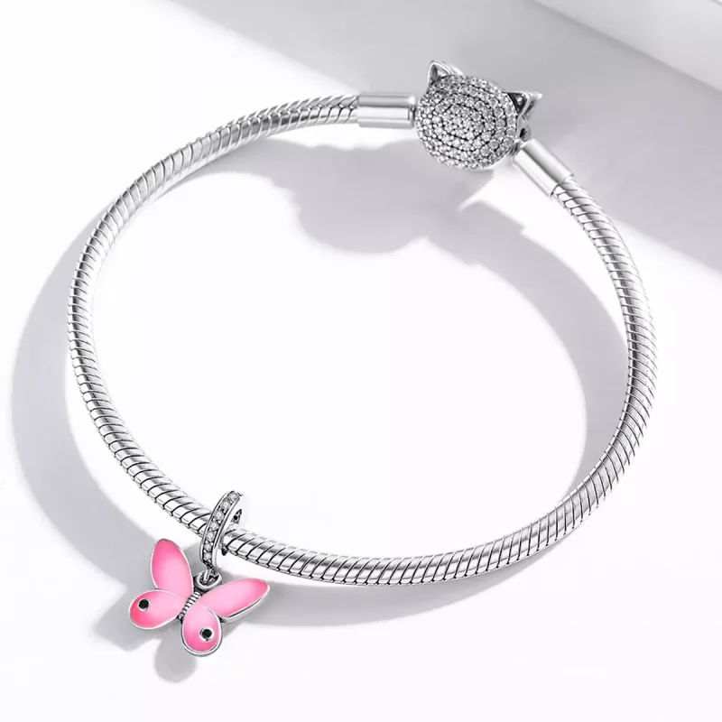 (resim) Pandora tarzı Pembe Kelebek Sallantılı Charm - SCC1728 - Görüntüle 3