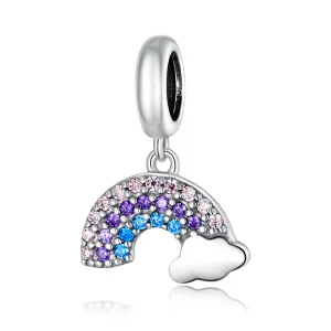 (resim) Pandora tarzı renkli gökkuşağı Sallantılı Charm - SCC1625