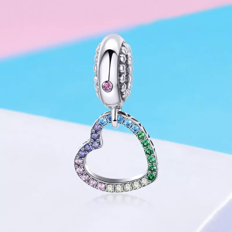 (resim) Pandora tarzı renkli kalp Sallantılı Charm - SCC896 - Görüntüle 2