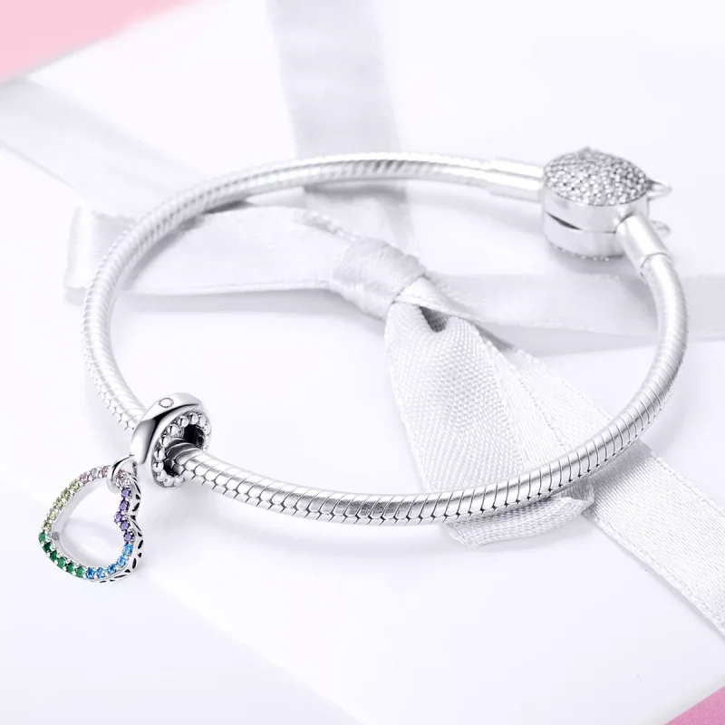 (resim) Pandora tarzı renkli kalp Sallantılı Charm - SCC896 - Görüntüle 3