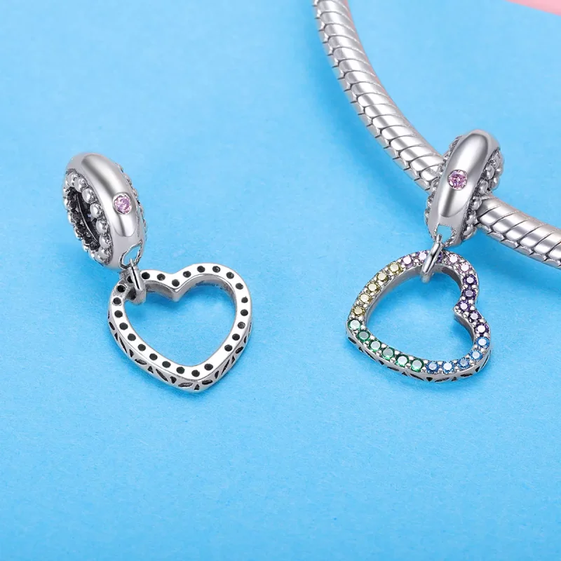 (resim) Pandora tarzı renkli kalp Sallantılı Charm - SCC896 - Görüntüle 4