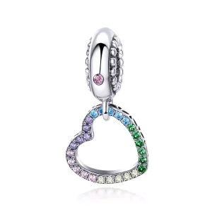 (resim) Pandora tarzı renkli kalp Sallantılı Charm - SCC896