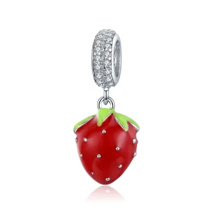 (resim) Pandora tarzı sevimli çilek Sallantılı Charm - SCC1537